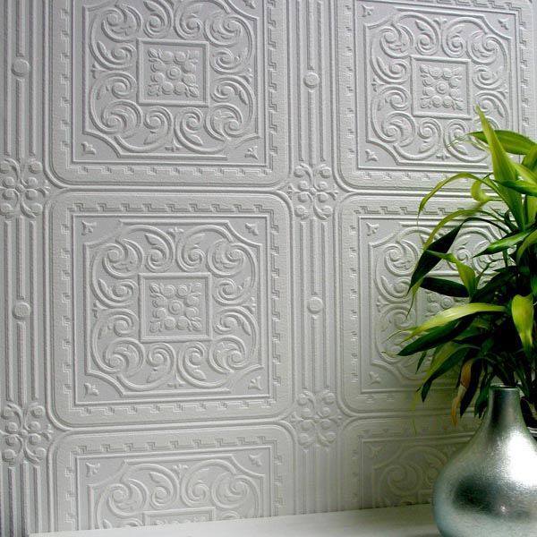 turner-tile-white-paintable-textured-vinyl-wallpaper-york-wallcoverings-437-rd80000 - York Wallcoverings Papel pintado