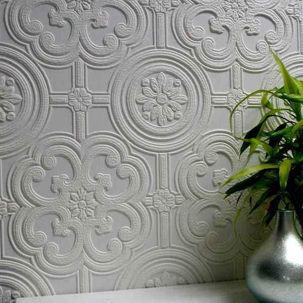 Egon White Paintable Textured Vinyl Wallpaper - York Wallcoverings - 437-RD80029