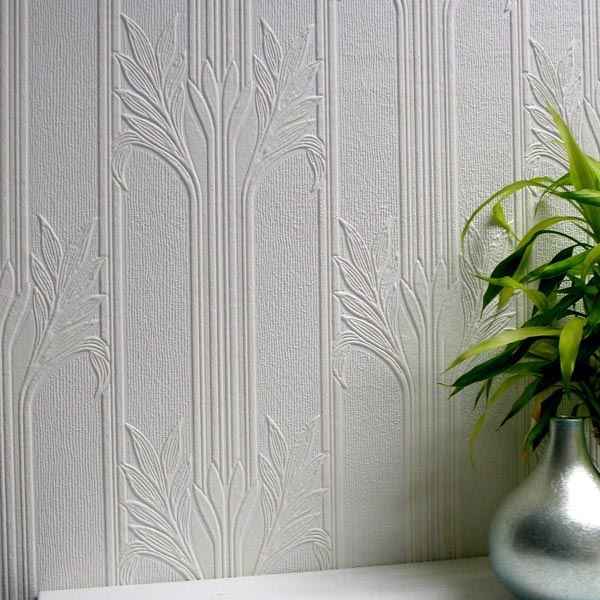 Wildacre White Paintable Textured Vinyl Wallpaper - York Wallcoverings - 437-RD803