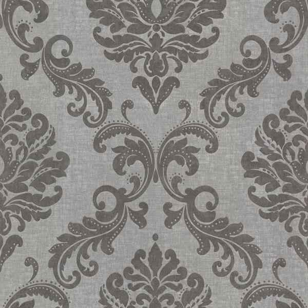 Sebastion Grey Damask Wallpaper - York Wallcoverings - 450-67362 - York Wallcoverings Wallpaper