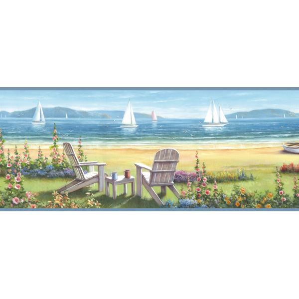 regatta-blue-seaside-cottage-portrait-wallpaper-york-wallcoverings-bbc20021b - York Wallcoverings Wallpaper