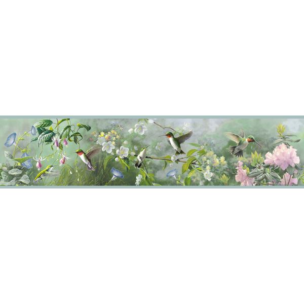 ruby-green-hummingbird-garden-wallpaper-york-wallcoverings-bbc48531b - York Wallcoverings Papel pintado