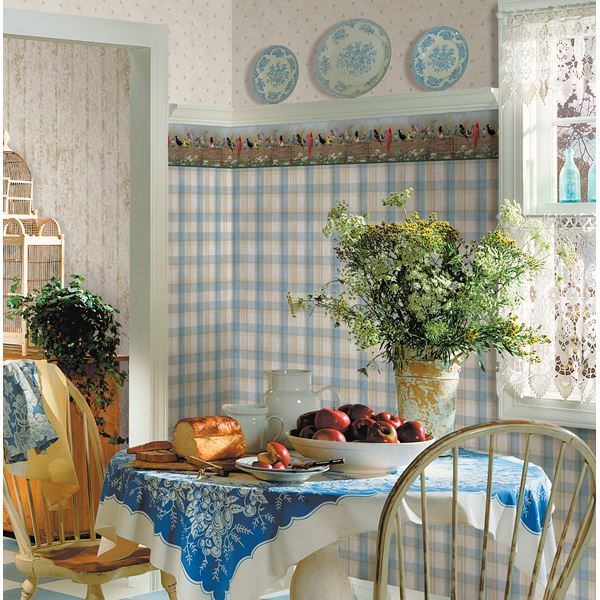 Clarence Blue Songbird Menagerie Portrait Wallpaper - York Wallcoverings - PUR44671B - York Wallcoverings Wallpaper