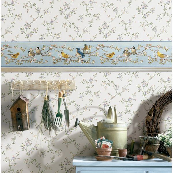 louise-blue-songbird-portrait-wallpaper-york-wallcoverings-htm48511b - York Wallcoverings Wallpaper