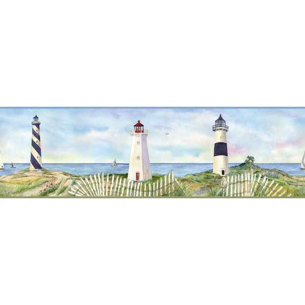 Blue Coastal Lighthouse Border - York Wallcoverings - CT46071B