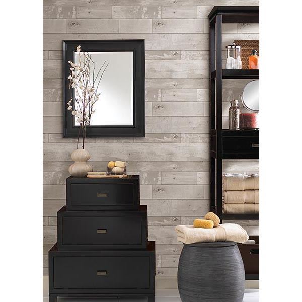 Heim White Distressed Wood Panel Wallpaper - York Wallcoverings - 347-20131 - York Wallcoverings Wallpaper