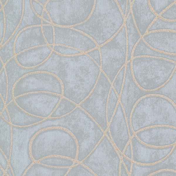 Novia Blue Geometric Swirl Wallpaper - York Wallcoverings - HZN43024