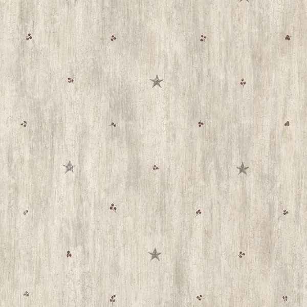 Bryndle Grey Barnstar & Sprigs Wallpaper - York Wallcoverings - CTR090611 - York Wallcoverings Wallpaper