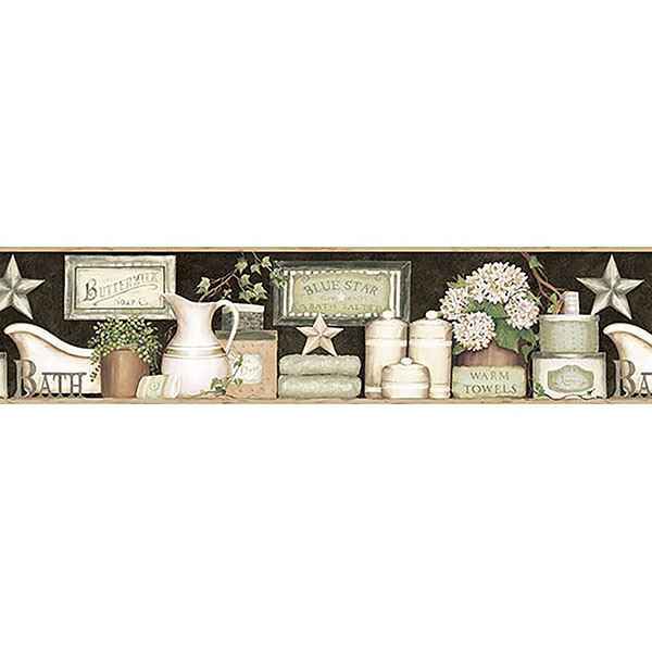 Martha Black Country Bath Wallpaper - York Wallcoverings - CTR63102B - York Wallcoverings Wallpaper