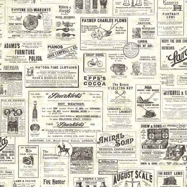Adamstown Cream Vintage Newspaper Wallpaper - York Wallcoverings - CTR64271