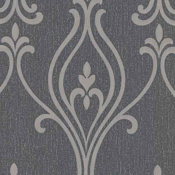 Luca Charcoal Damask Wallpaper - York Wallcoverings - 2603-20923 - York Wallcoverings Wallpaper