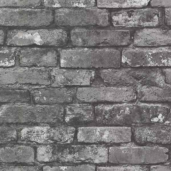 Brickwork Slate Exposed Brick Wallpaper - York Wallcoverings - 2604-21260 - York Wallcoverings Wallpaper