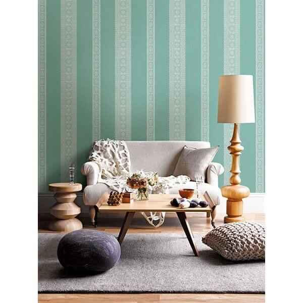 Brynn Turquoise Paisley Stripe Wallpaper - York Wallcoverings - 1014-001834 - York Wallcoverings Wallpaper