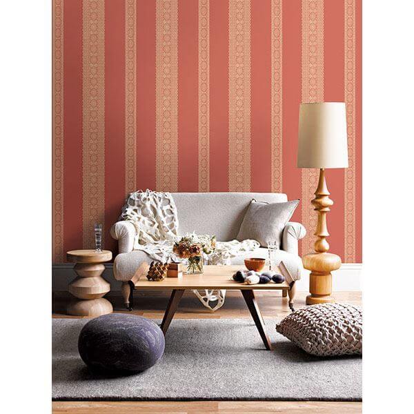 brynn-coral-paisley-stripe-wallpaper-york-wallcoverings-1014-001833 - York Wallcoverings Papel pintado
