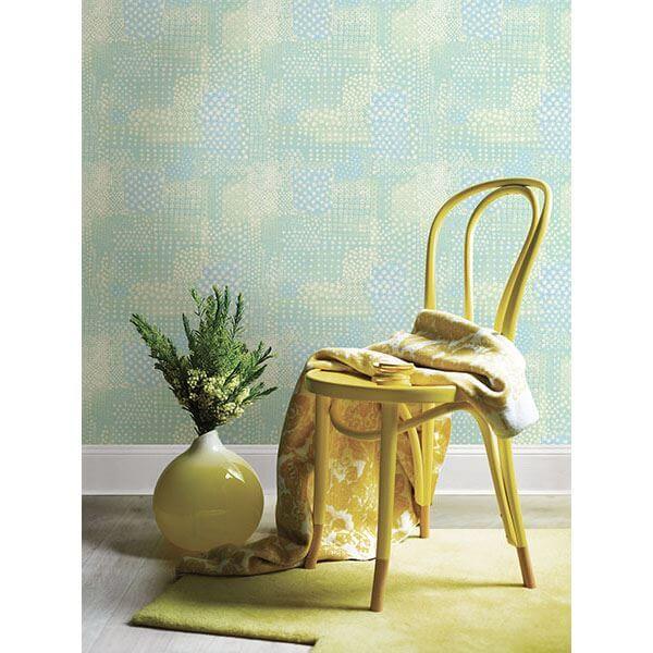 flower-green-patchwork-wallpaper-york-wallcoverings-1014-001861 - York Wallcoverings Papel pintado