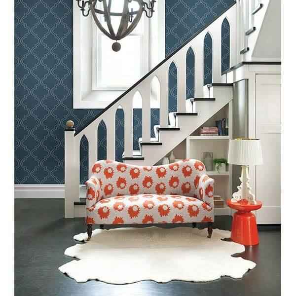 Tetra Blue Quatrefoil Wallpaper - York Wallcoverings - 2625-21803 - York Wallcoverings Wallpaper