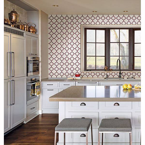 origin-burgundy-quatrefoil-wallpaper-york-wallcoverings-2625-21859 - York Wallcoverings Papel pintado