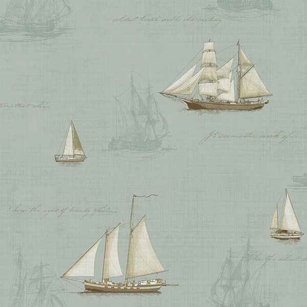 Andrew Sky Ships Wallpaper - York Wallcoverings - MAN01704 - York Wallcoverings Wallpaper