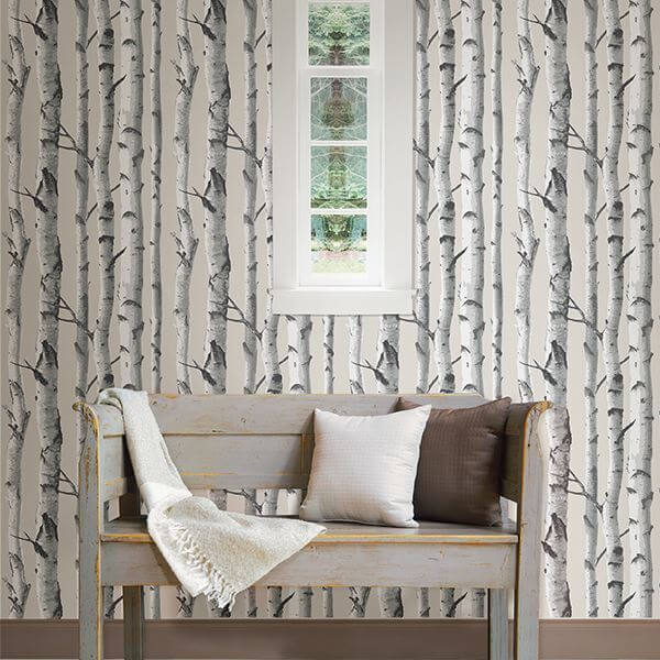 Birch Tree Peel and Stick Wallpaper - York Wallcoverings - NU3128 - York Wallcoverings Wallpaper