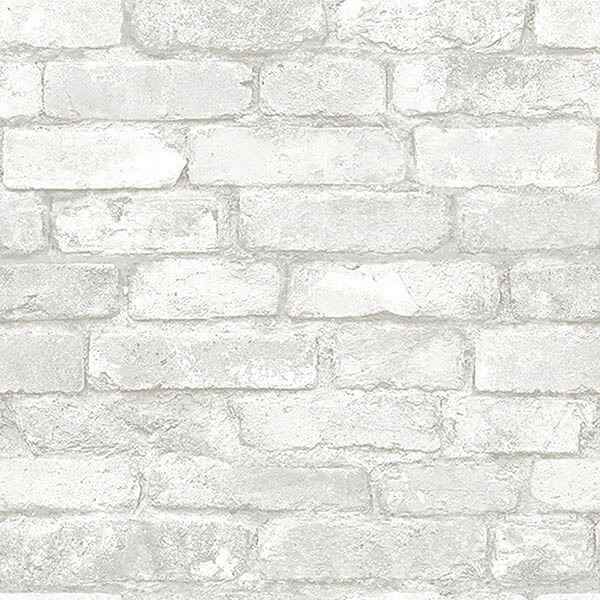 Grey and White Brick Peel and Stick Wallpaper - York Wallcoverings - NU3010