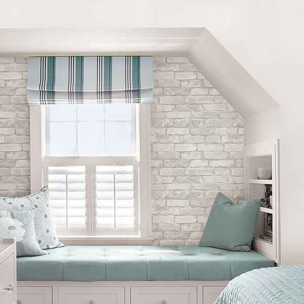 Grey and White Brick Peel and Stick Wallpaper - York Wallcoverings - NU3010 - York Wallcoverings Wallpaper