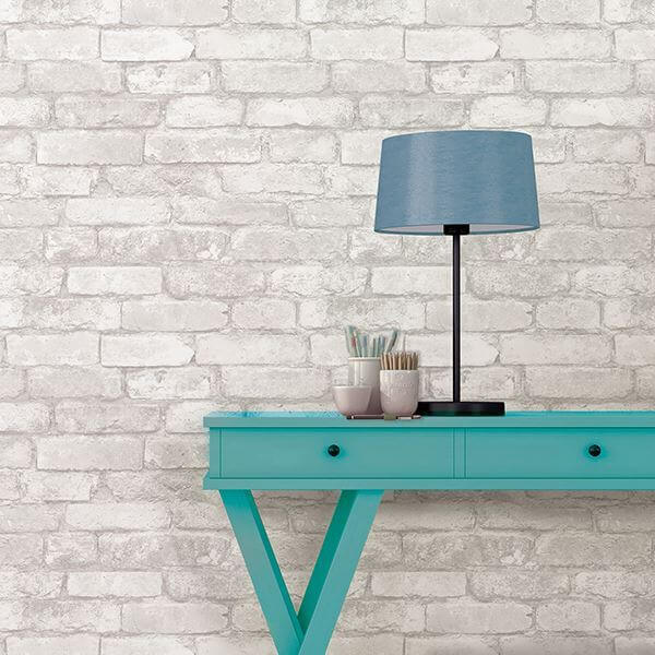 Grey and White Brick Peel and Stick Wallpaper - York Wallcoverings - NU3010 - York Wallcoverings Wallpaper