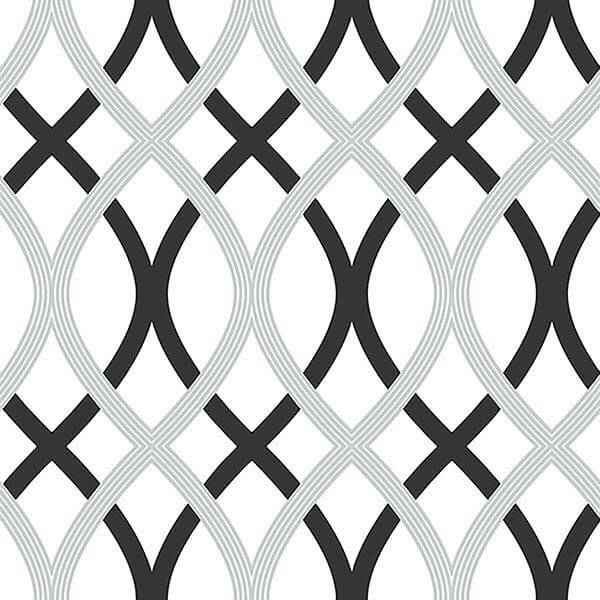Black and Silver Lattice Peel and Stick Wallpaper - York Wallcoverings - NU1658 - York Wallcoverings Wallpaper
