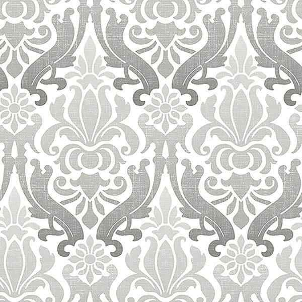 Grey Nouveau Damask Peel and Stick Wallpaper - York Wallcoverings - NU1827 - York Wallcoverings Wallpaper