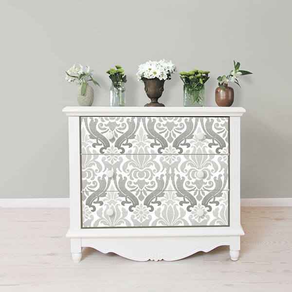 Grey Nouveau Damask Peel and Stick Wallpaper - York Wallcoverings - NU1827 - York Wallcoverings Wallpaper