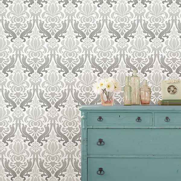 Grey Nouveau Damask Peel and Stick Wallpaper - York Wallcoverings - NU1827 - York Wallcoverings Wallpaper