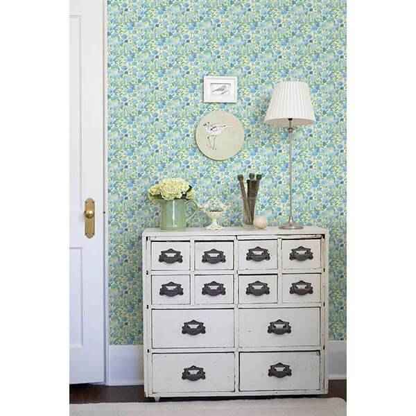 Elsie Sky Blue Floral Wallpaper - York Wallcoverings - 2657-22215 - York Wallcoverings Wallpaper