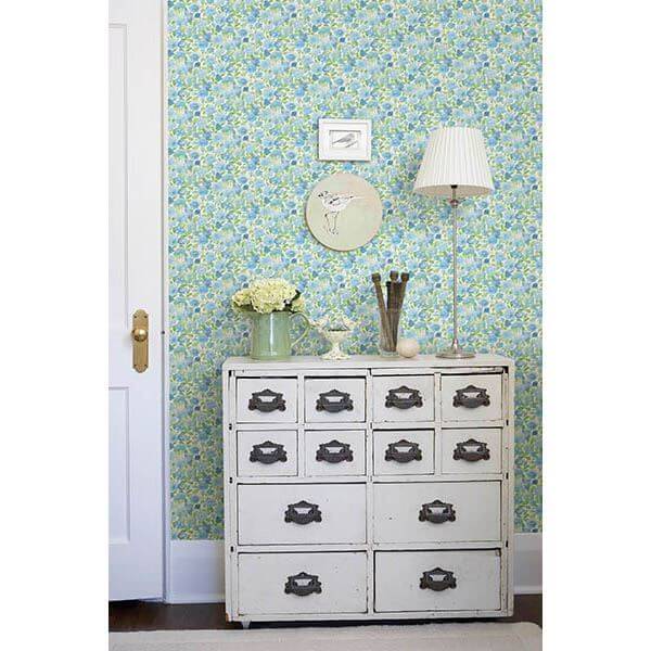 elsie-sky-blue-floral-wallpaper-york-wallcoverings-2657-22215 - York Wallcoverings Wallpaper