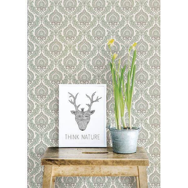lulu-dark-green-damask-wallpaper-york-wallcoverings-2657-22229 - York Wallcoverings Papel pintado