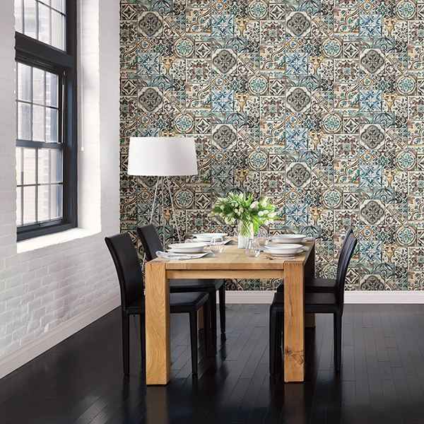 Teal Marrakesh Tiles Wallpaper - York Wallcoverings - 2701-22315 - York Wallcoverings Wallpaper