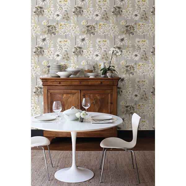 Marilla Yellow Watercolor Floral Wallpaper - York Wallcoverings - 2656-004003 - York Wallcoverings Wallpaper