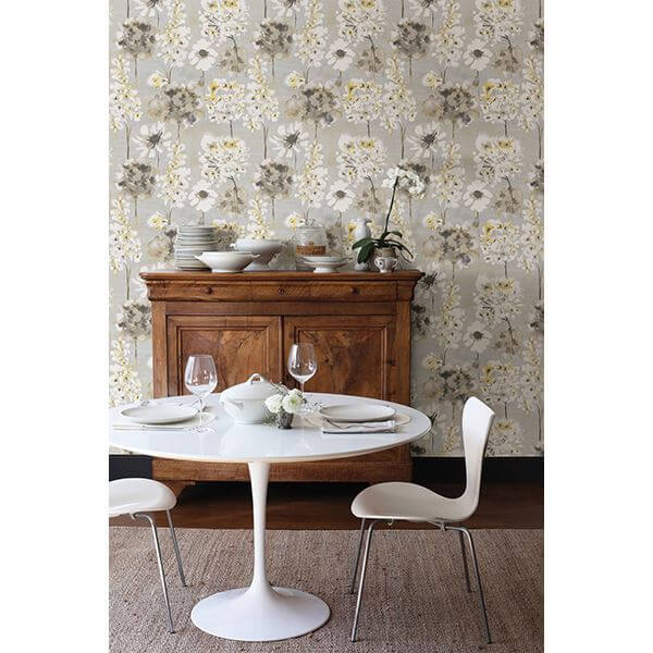 marilla-yellow-watercolor-floral-wallpaper-york-wallcoverings-2656-004003 - York Wallcoverings Wallpaper