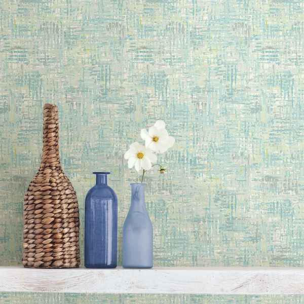 Avalon Aqua Weave Wallpaper - York Wallcoverings - 2656-004030