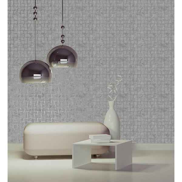 Cubist Silver Geometric Wallpaper - York Wallcoverings - 2683-23000 - York Wallcoverings Wallpaper