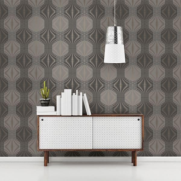optic-brown-geometric-wallpaper-york-wallcoverings-2697-22634 - York Wallcoverings Papel pintado