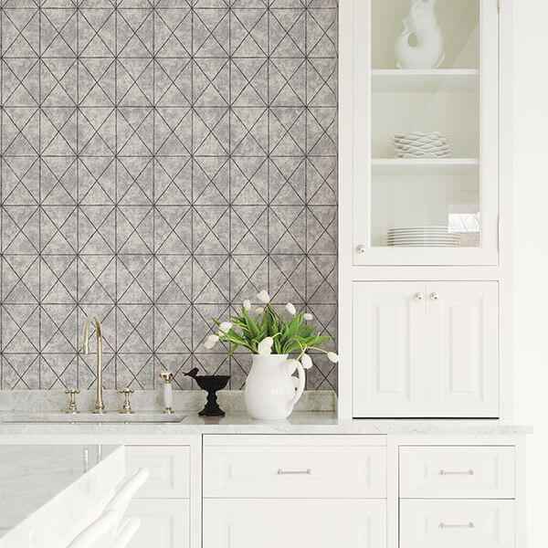 Intersection Silver Geometric Wallpaper - York Wallcoverings - 2697-78005 - York Wallcoverings Wallpaper