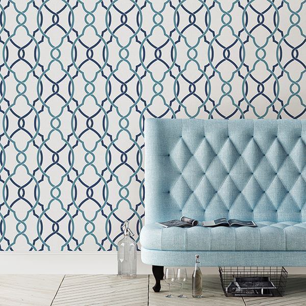 sausalito-navy-lattice-wallpaper-york-wallcoverings-2697-22627 - York Wallcoverings Wallpaper
