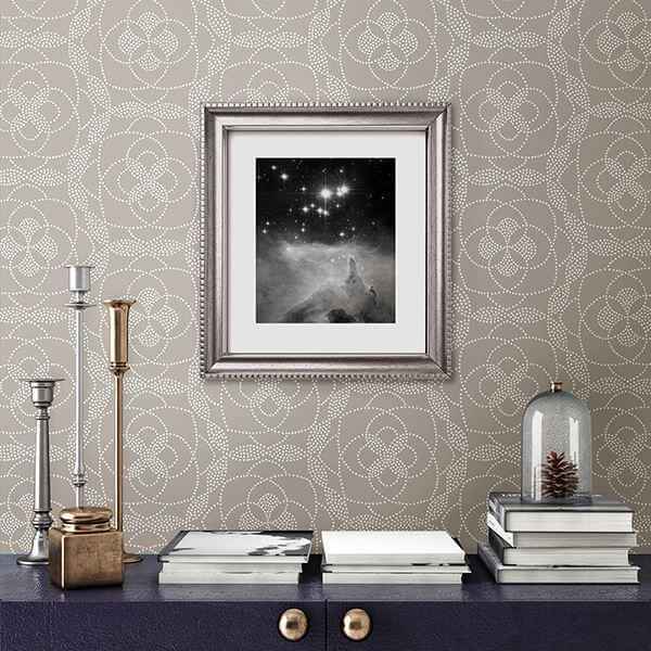 Cosmos Light Grey Dot Wallpaper - York Wallcoverings - 2697-22638 - York Wallcoverings Wallpaper