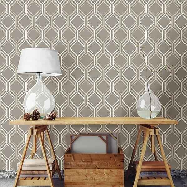 Linkage Brown Trellis Wallpaper - York Wallcoverings - 2697-78052 - York Wallcoverings Wallpaper