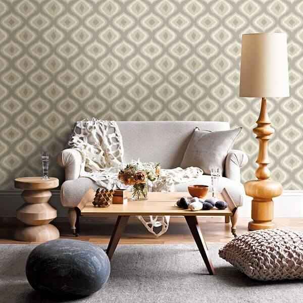 Abra Taupe Ogee Wallpaper - York Wallcoverings - 2697-78015 - York Wallcoverings Wallpaper