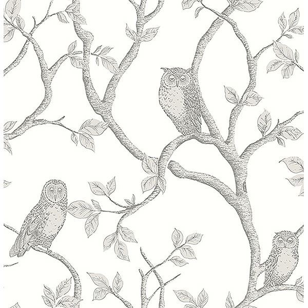 enchanted-forest-grey-owl-tree-wallpaper-york-wallcoverings-fd23289 - York Wallcoverings Papel pintado
