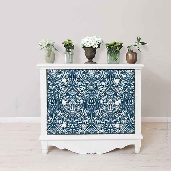 Bohemian Damask Indigo Peel and Stick Wallpaper - York Wallcoverings - NU1689 - York Wallcoverings Wallpaper
