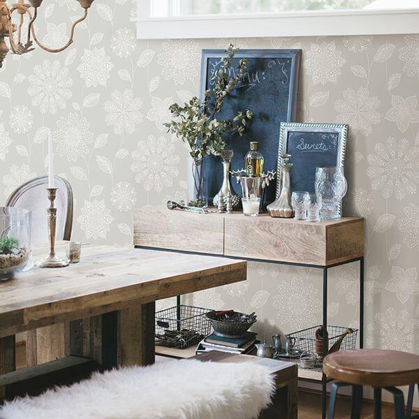 panache-taupe-floral-wallpaper-york-wallcoverings-2716-23851 - York Wallcoverings Papel pintado