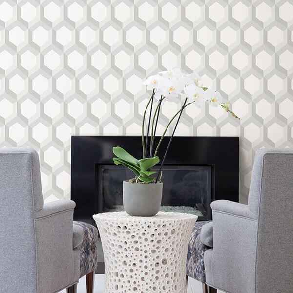 Hex Grey Geometric Wallpaper - York Wallcoverings - 2716-23840 - York Wallcoverings Wallpaper