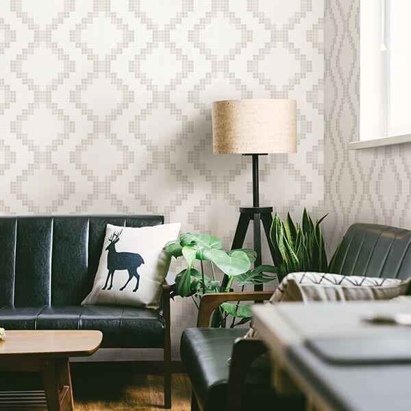 Mosaic Taupe Grid Wallpaper - York Wallcoverings - 2716-23865 - York Wallcoverings Wallpaper