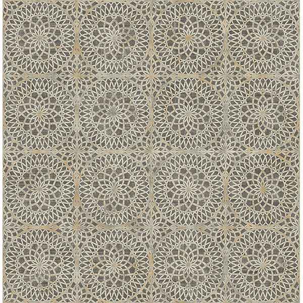 Twist Brown Medallion Wallpaper - York Wallcoverings - PS40806 - York Wallcoverings Wallpaper